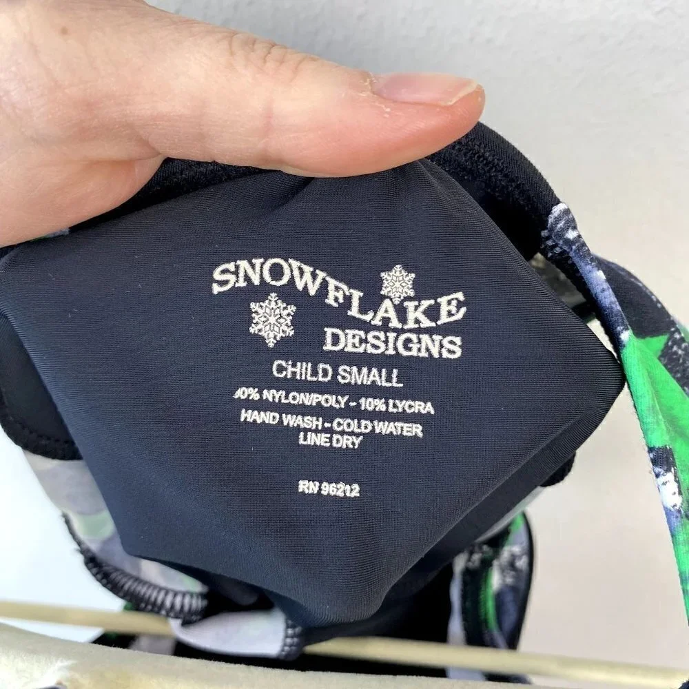 Snowflake Gymnastics Leotard Black Green S